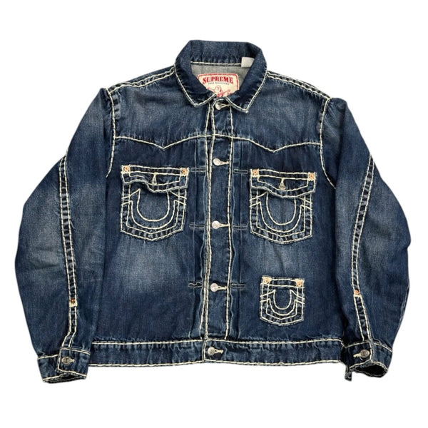 Supreme True Religion Denim Trucker Jacket Washed Blue - Preowned