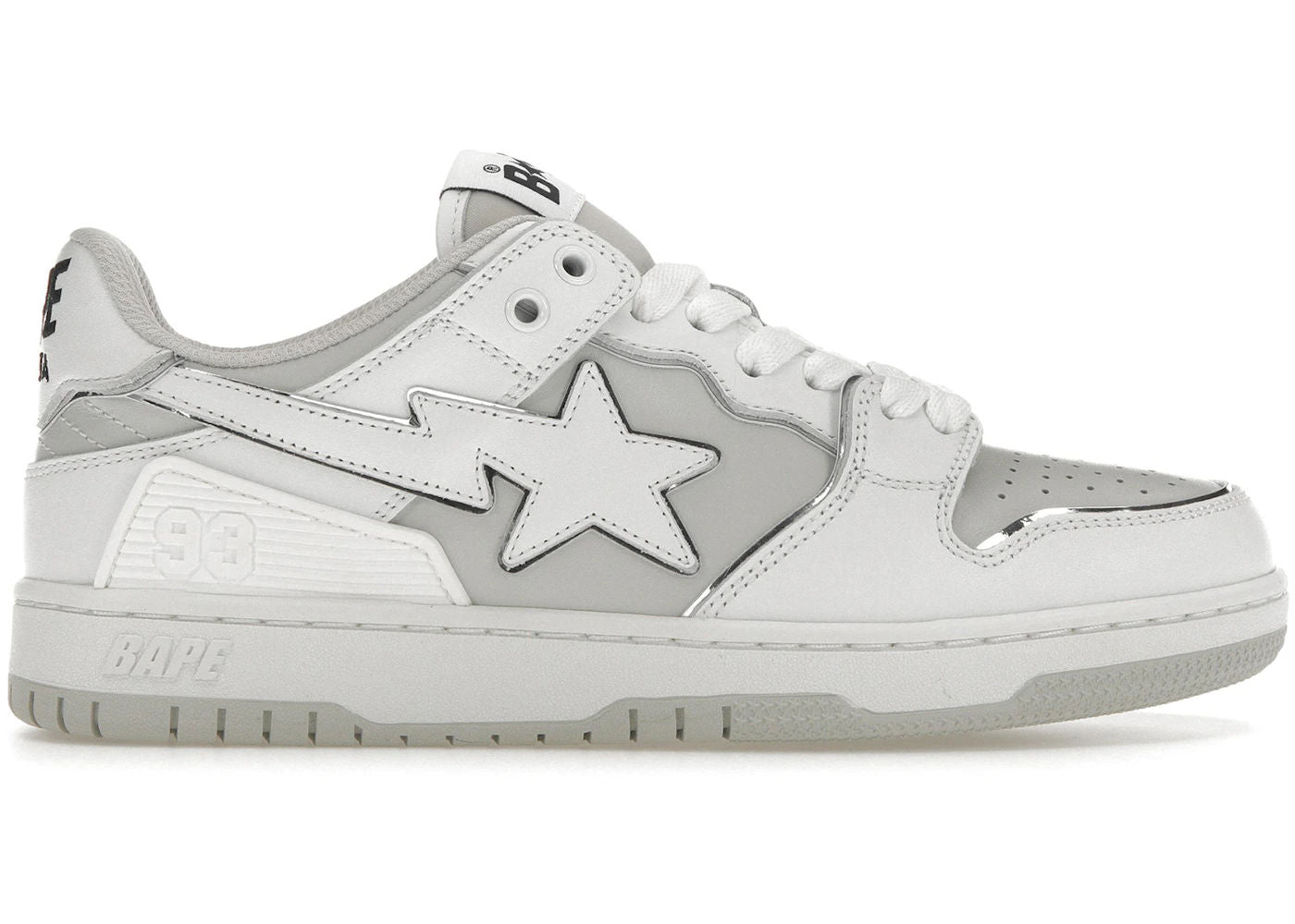 A Bathing Ape Bape SK8 Sta White Silver Grey - Preowned