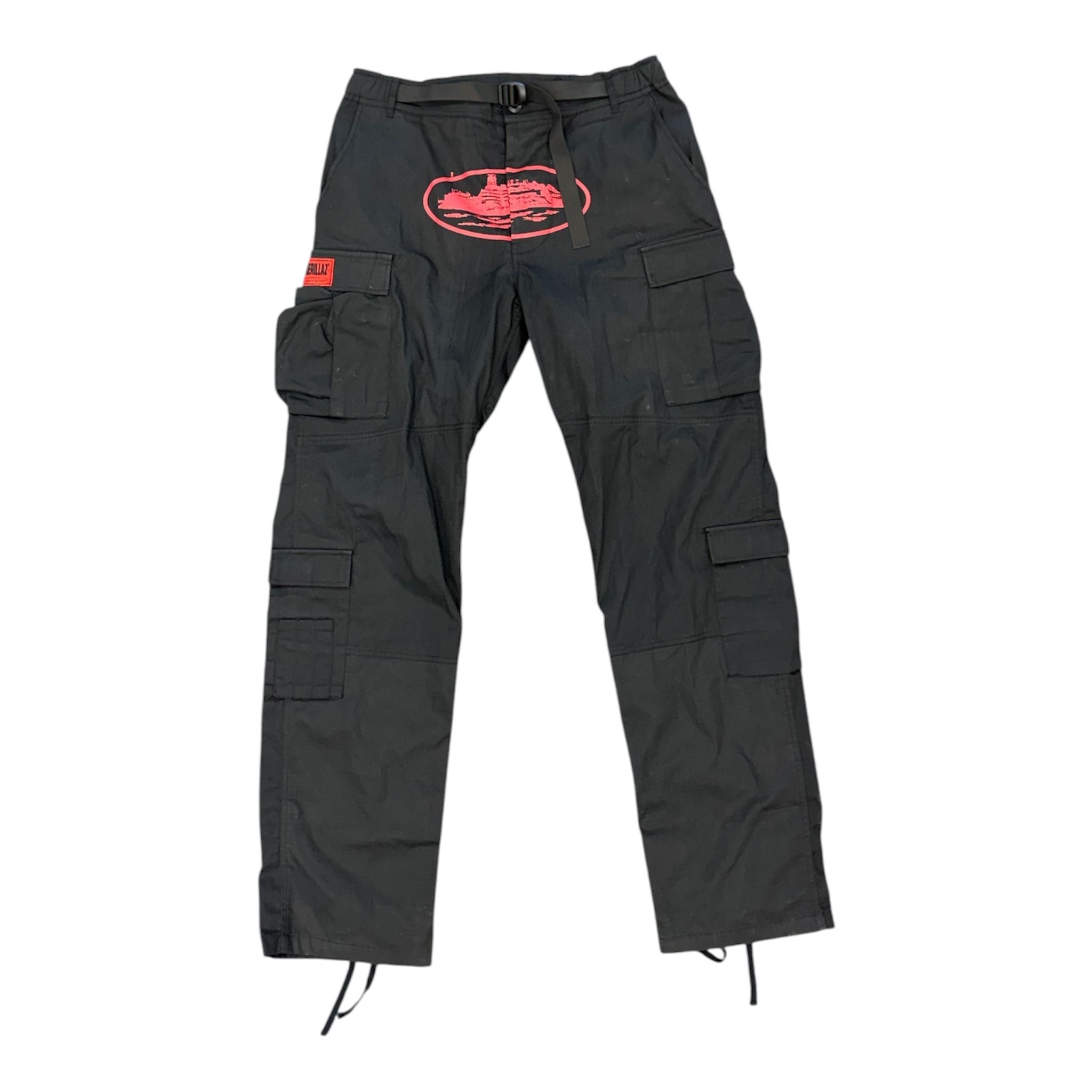 Corteiz Cargo Pant (Black/Red) - Preowned
