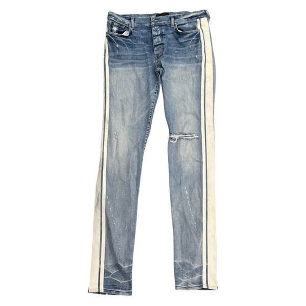 AMIRI Flocked Track Jeans (Blue/White) - Preowned