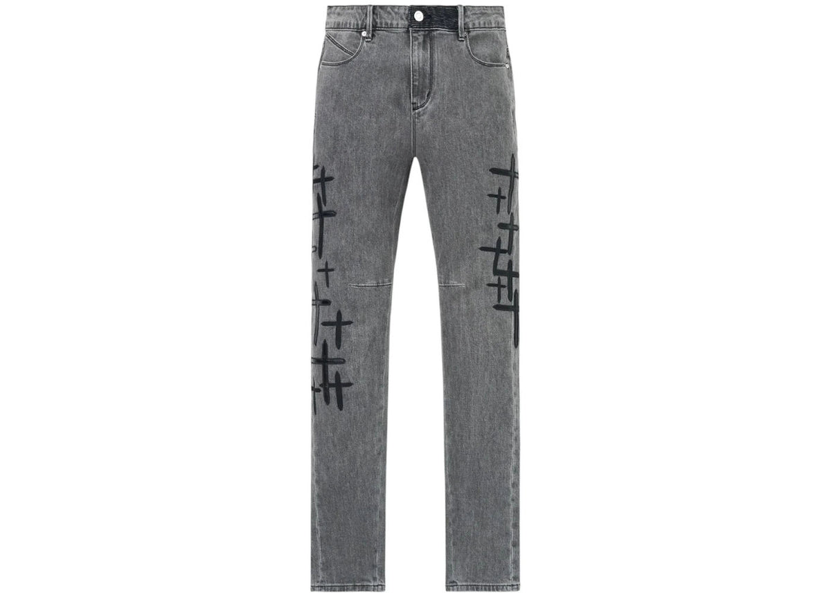 RtA Bryant Skinny Clouded Mist Cross Patch Jeans Clouded Mist - Preowned