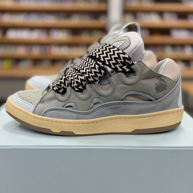 Lanvin Leather Curb Sneaker Pale Blue - Preowned
