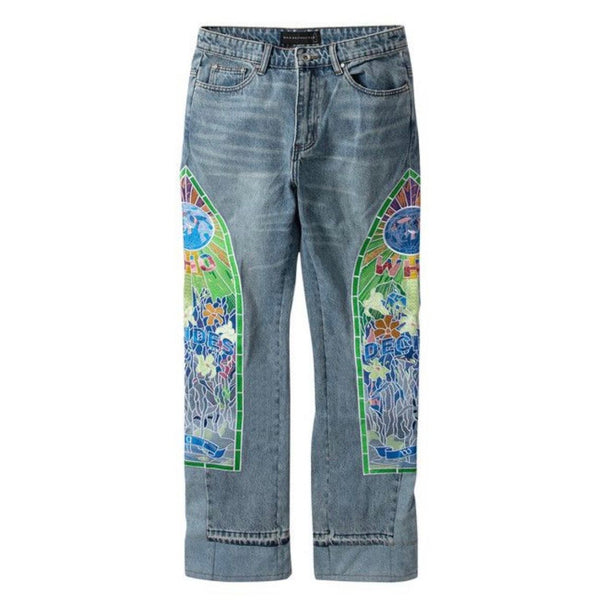 Who Decides War Cowboy Embroidered Denim (Sky) - Preowned
