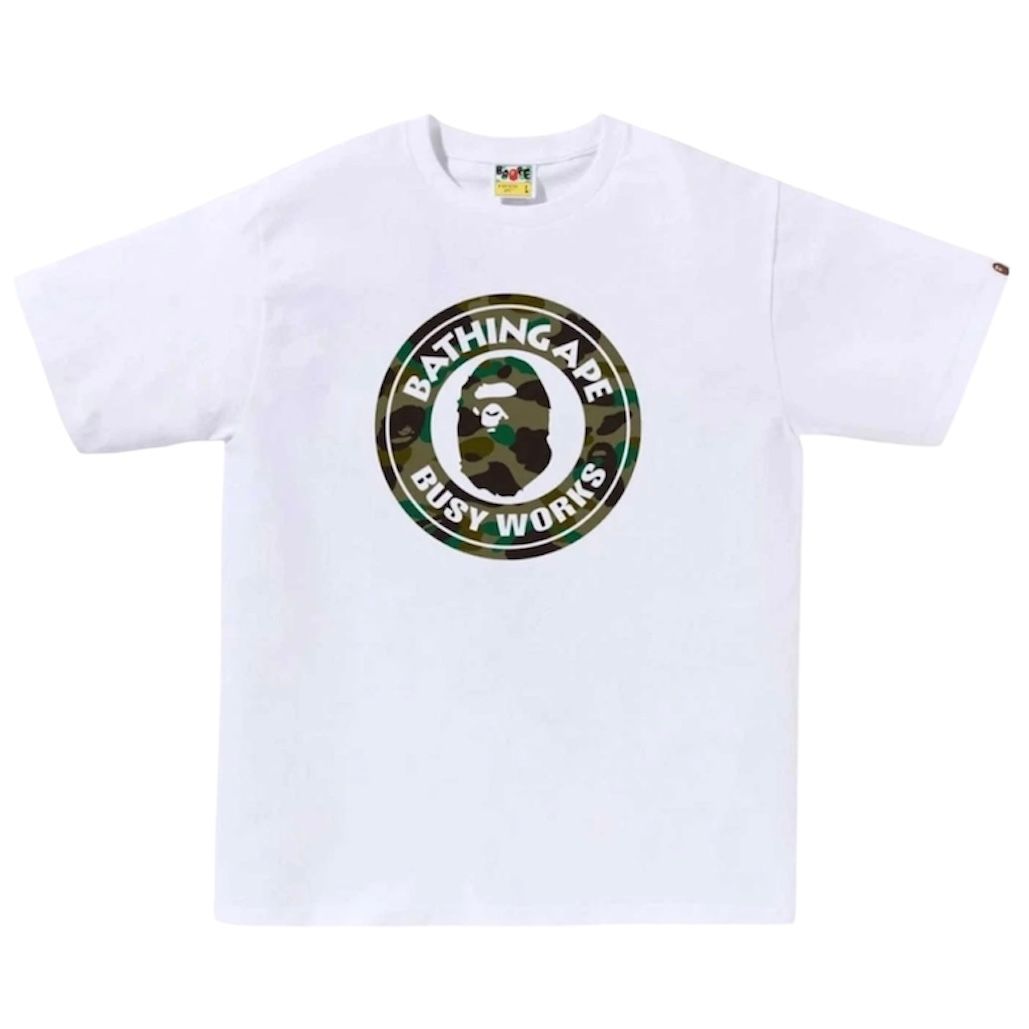 Bape 1st Camo Busy Works Tee (White/Green)