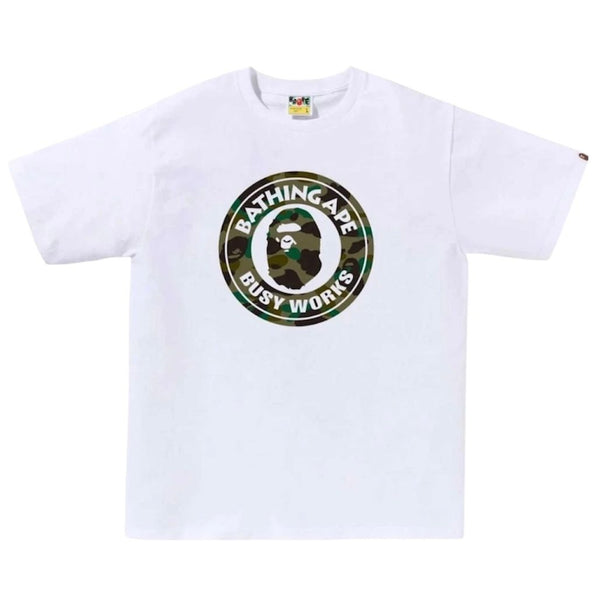 Bape 1st Camo Busy Works Tee (White/Green)
