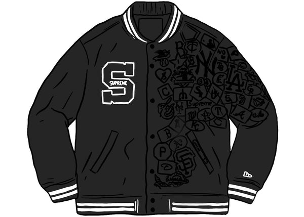 Supreme New Era MLB Varsity Jacket Black - Preowned