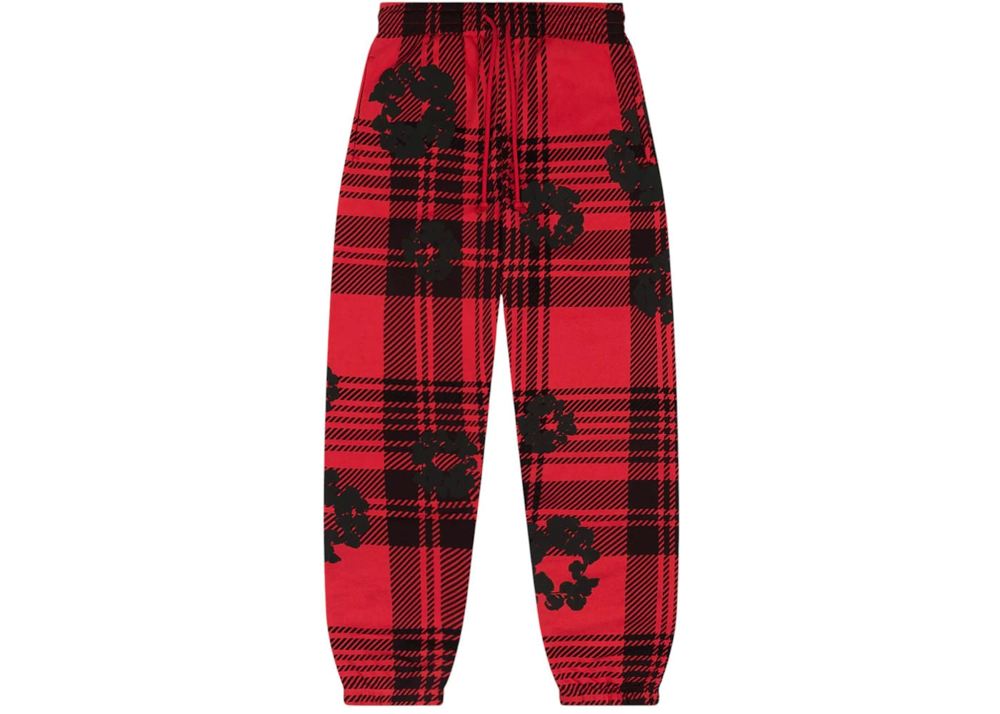 Denim Tears Plaid Cotton Wreath Sweatpants Red