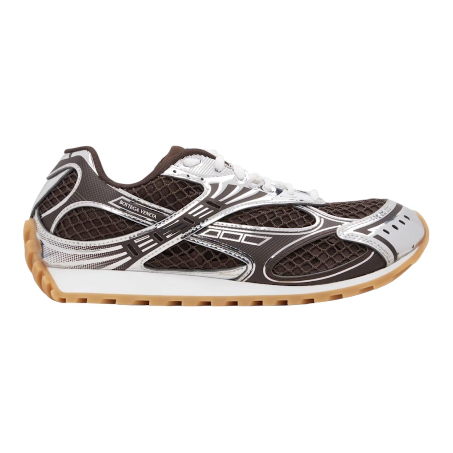 Bottega Vaneta Wmns Orbit Sneakers Brown Silver - Preowned
