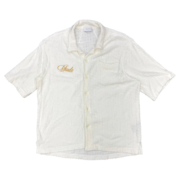 Rhude Loop Terry S/S Polo Shirt (Creme) - Preowned