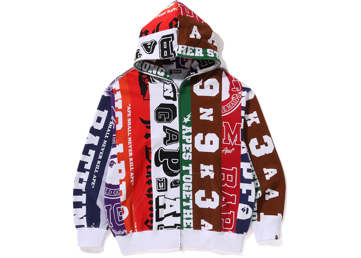 BAPE Fans Scarf Full Zip Hoodie Multicolor - Preowned