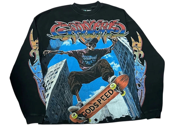 Godspeed Ollie L/S Thermal T-shirt Black Wash - Preowned