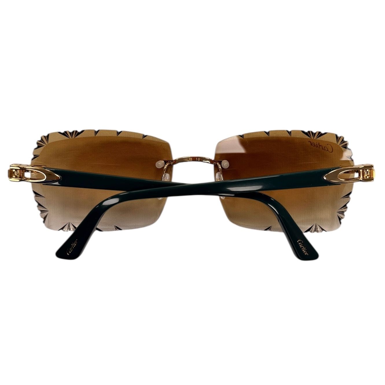 Cartier Glasses (Green Composit Sticks/Brown Diamond Cut Lenses)