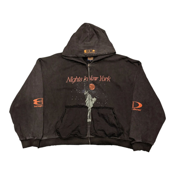 Bottega Desires Nights In NY Zip-Up Hoodie (Black) - Preowned