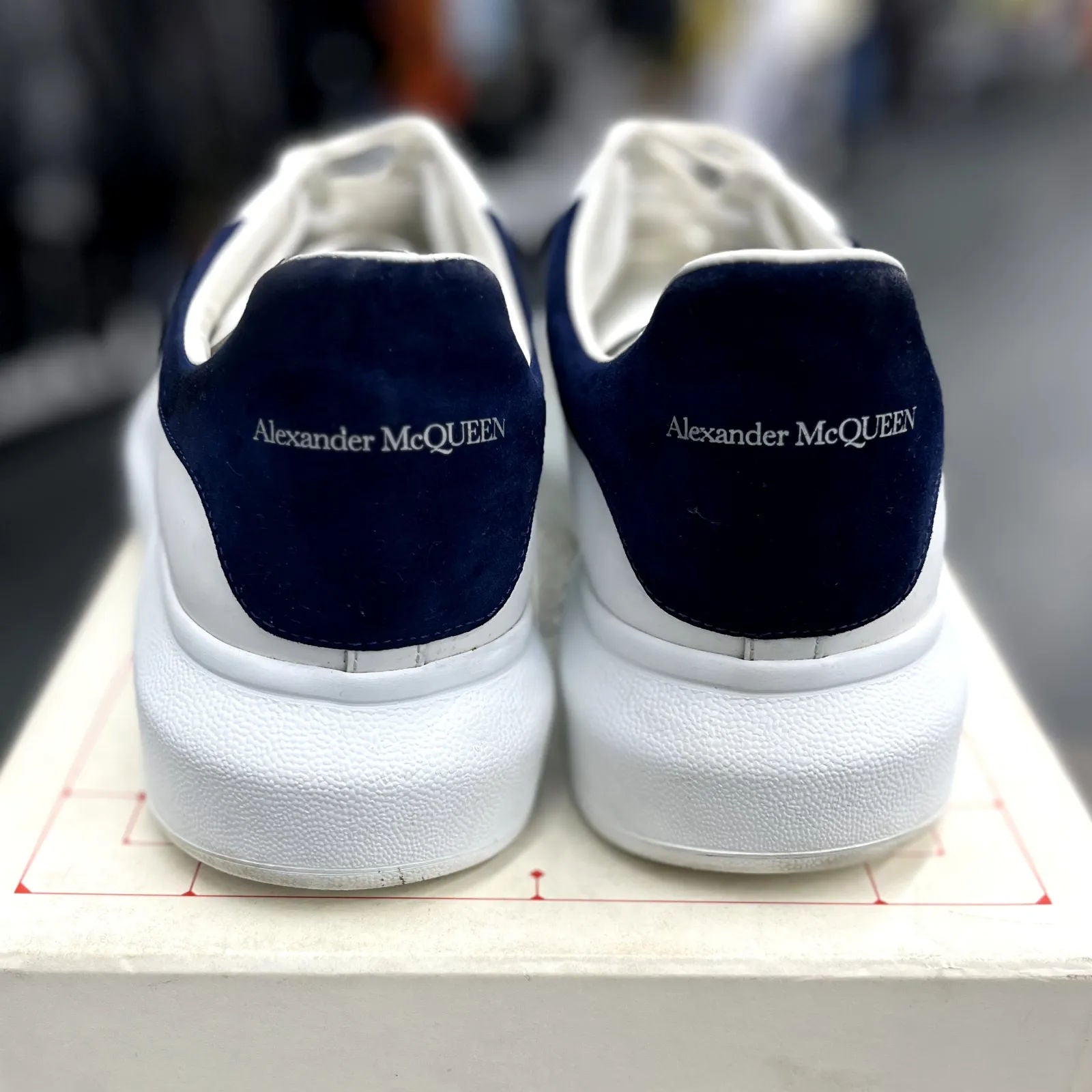 Alexander McQueen Oversized Double Heel White Navy Light Blue - Preowned
