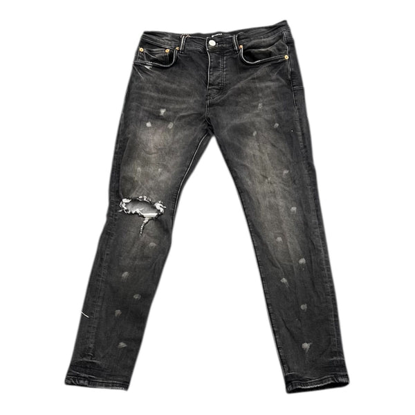 Purple Distressed-Effect Denim Jeans (Black) - Preowned