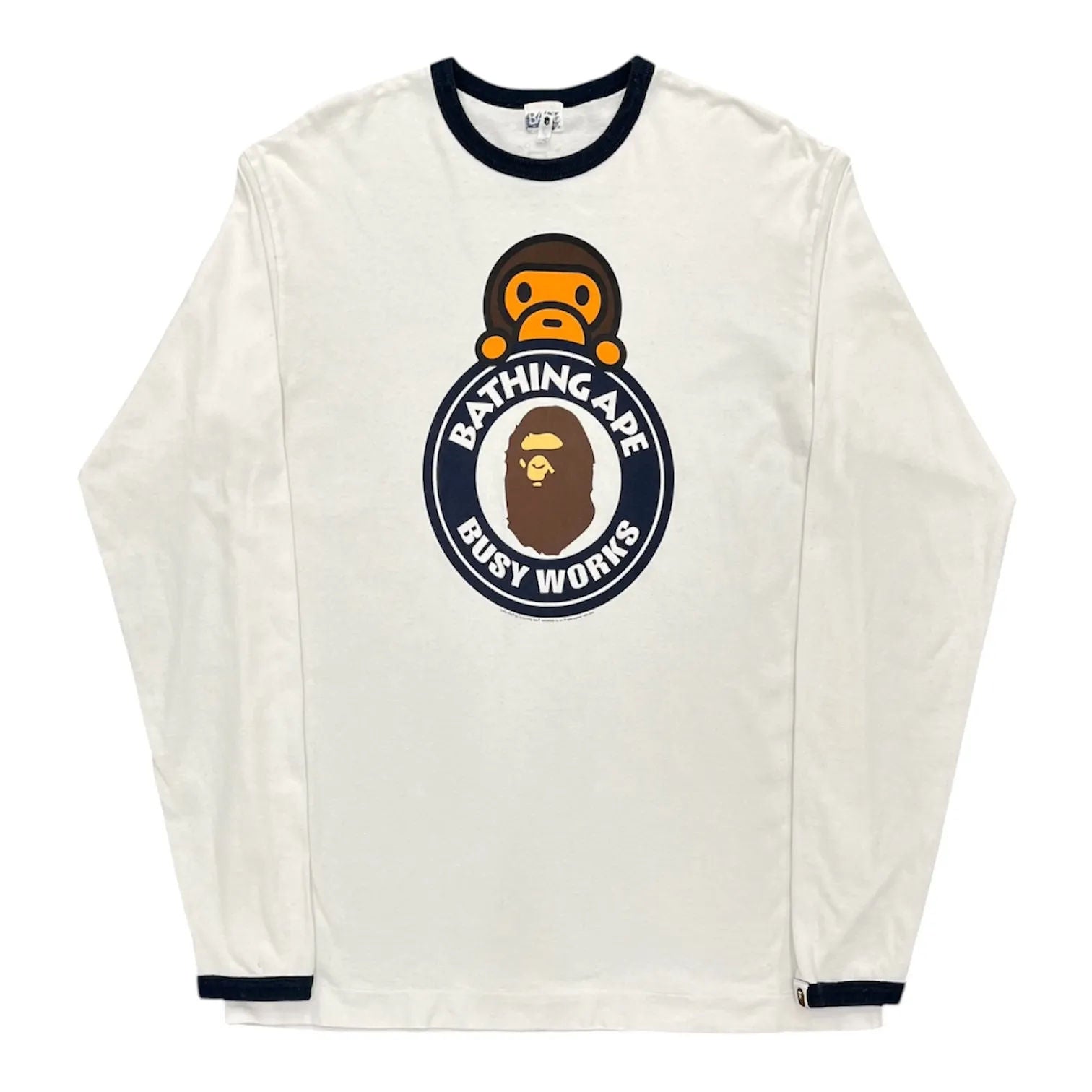 BAPE Baby Milo Busy Works L/S Tee (White/Navy) - Preowned