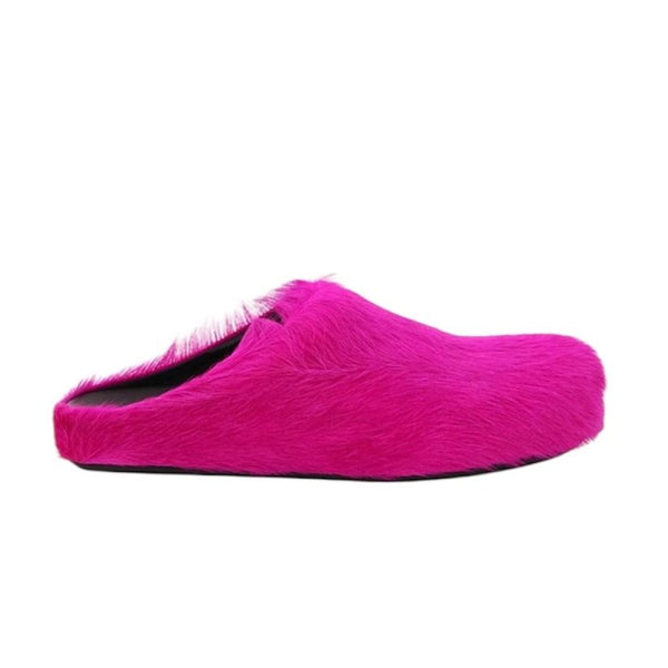 Marni Long Hair Calfskin Fussbett Sabot (Fuchsia) - Preowned
