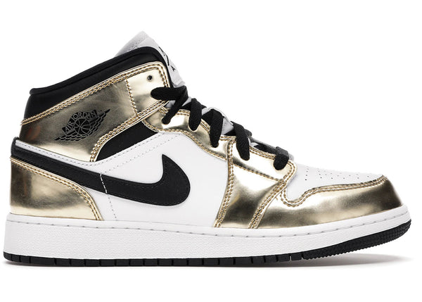Jordan 1 Mid Metallic Gold Black White (GS) - Preowned