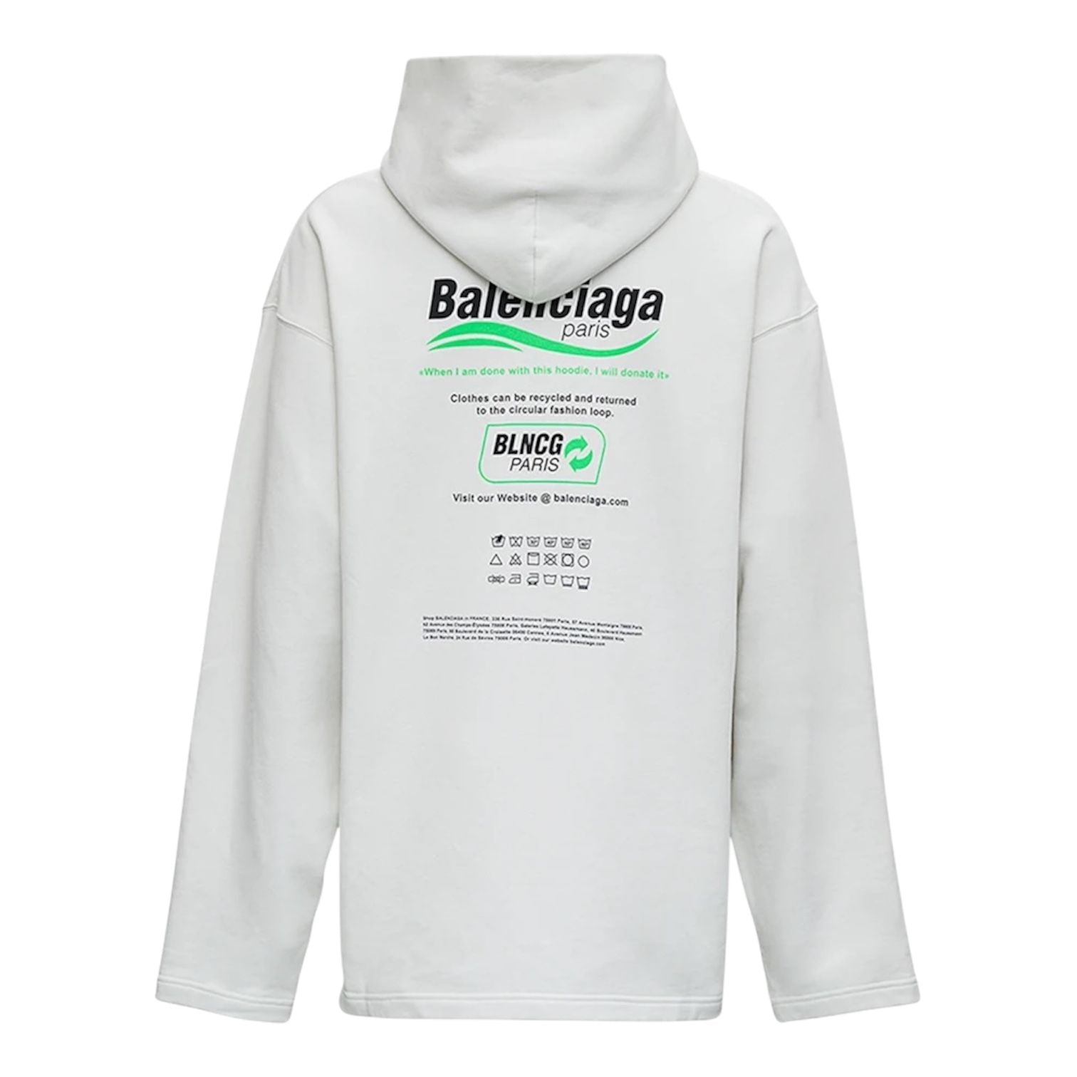 Balenciaga Recycle Jersey Hooded Tee (White) - Preowned