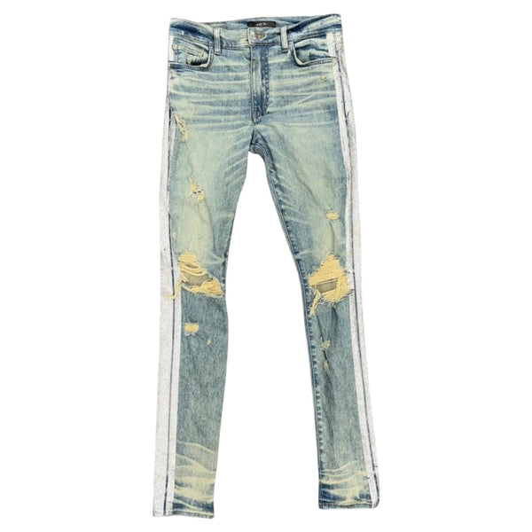 Amiri Glitter Stripe Track Jeans (Clay Indigo) - Preowned