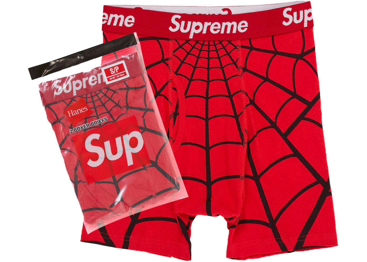 Supreme Hanes Spider-Man Boxer Briefs (2 Pack) Red
