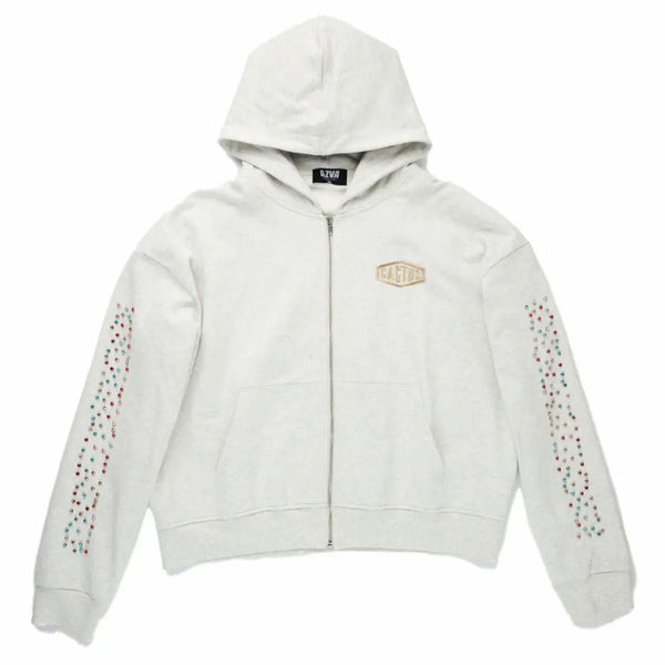 Azva Crystal Cactus Zip Hoodie (Grey)