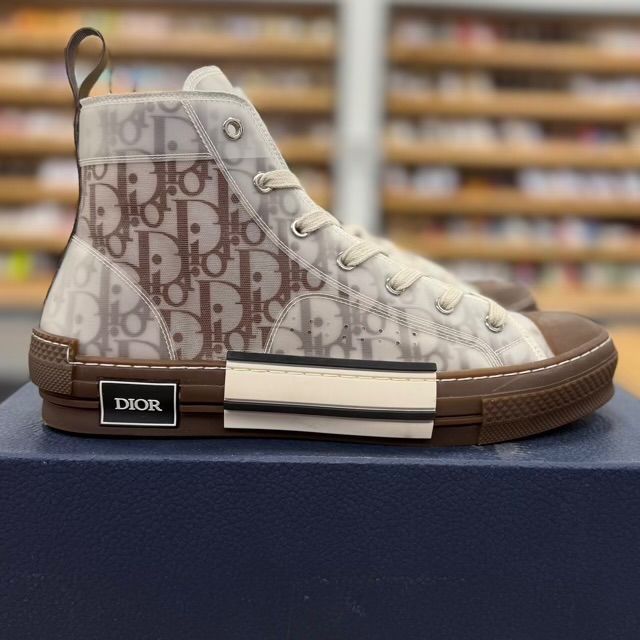 Dior B23 High Top Coffee White Dior Oblique - Preowned