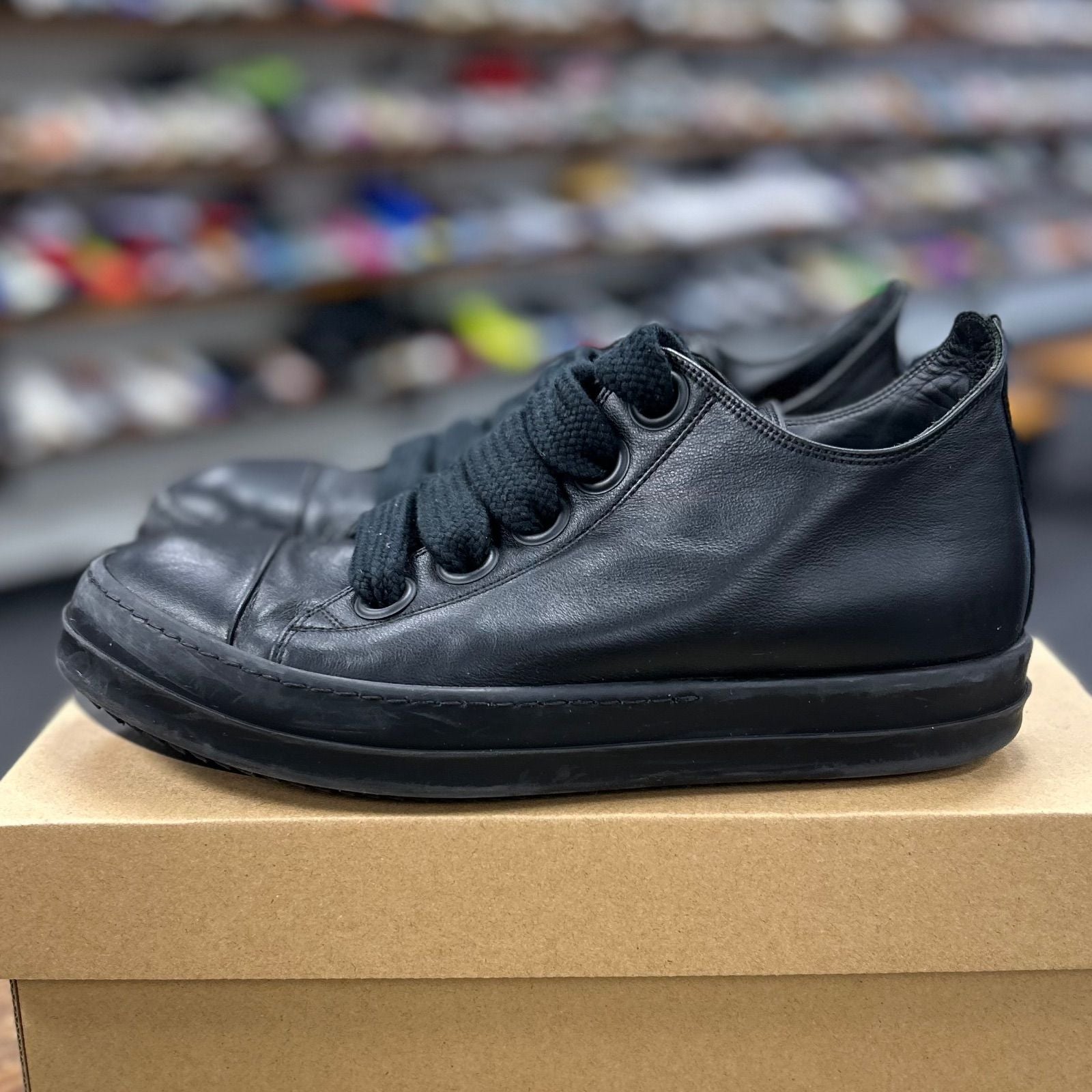 Rick Owens Concordians Jumbo Laced Low All Black - Preowned