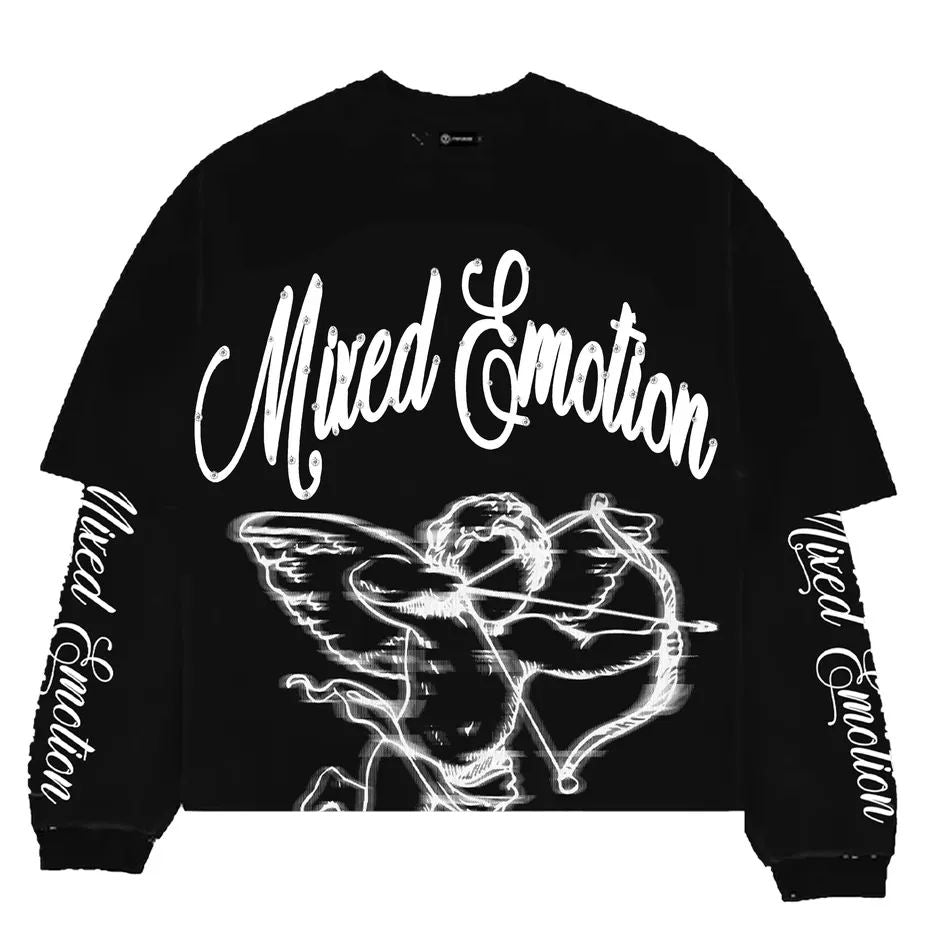 Mixed Emotions Blur Angel LS Tee (Black) - Preowned