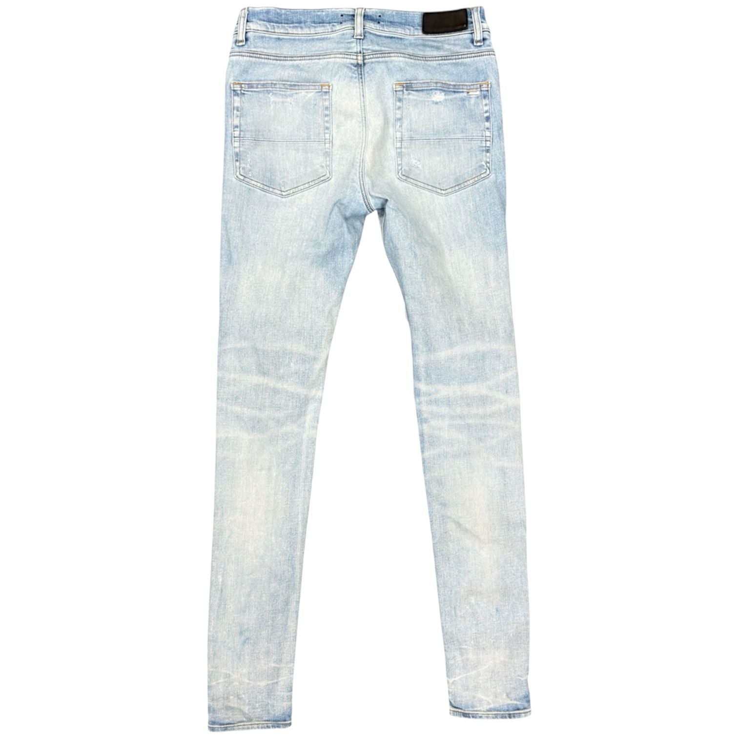 Amiri MX1 Red Flannel Patch Jeans (Clay Indigo) - Preowned