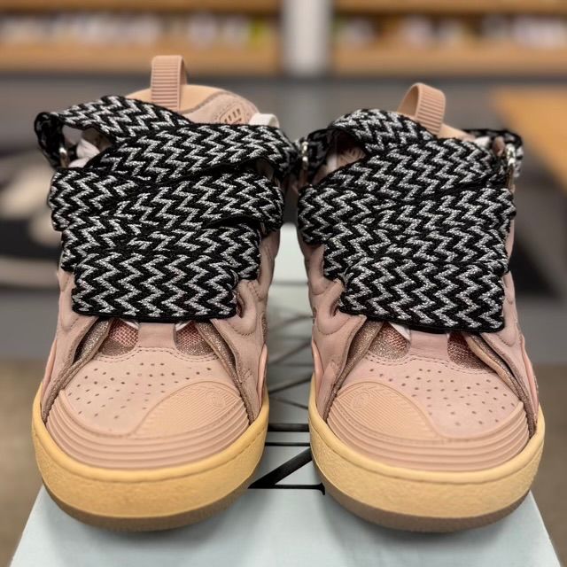 Lanvin Leather Curb Glitter Pale Pink Black White - Preowned