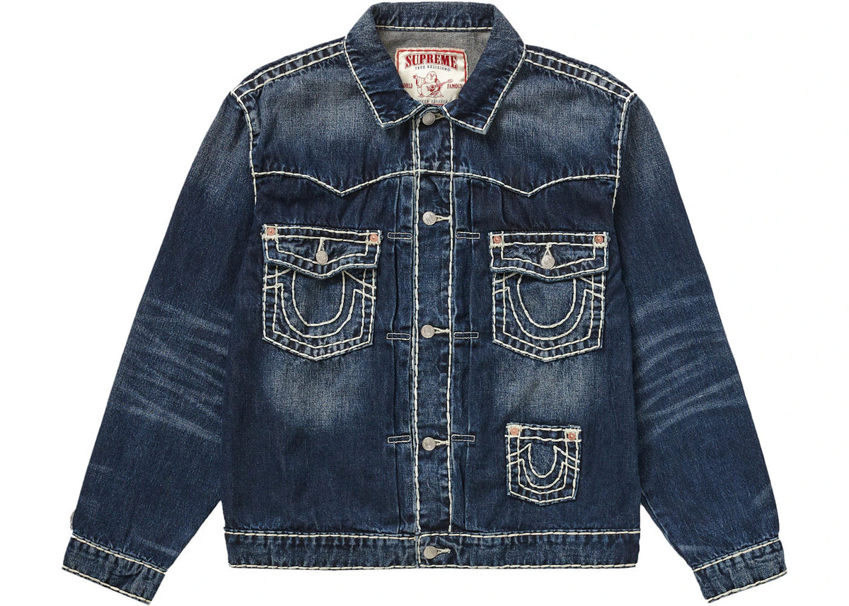 Supreme True Religion Denim Trucker Jacket Washed Blue - Preowned