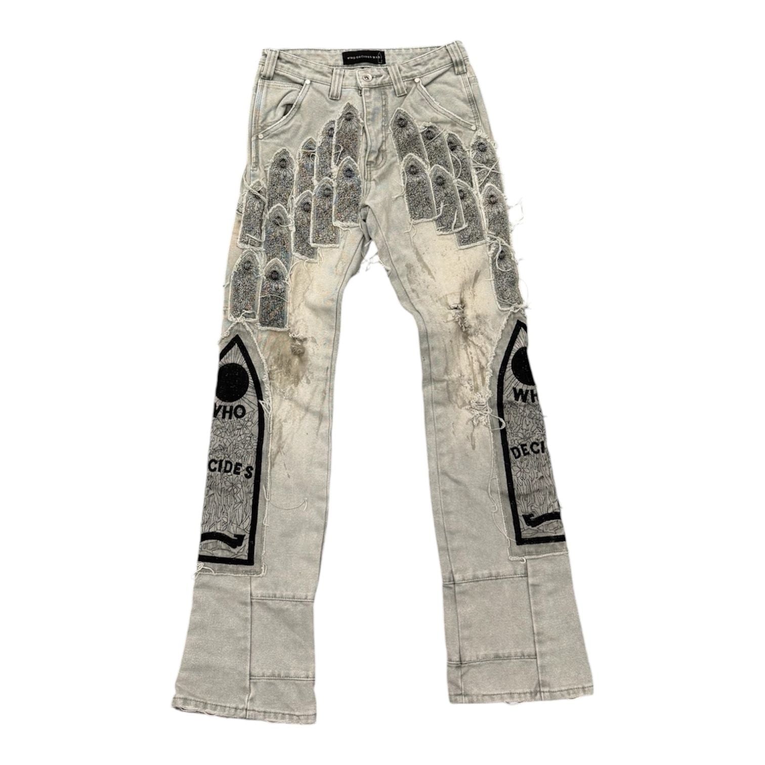 Who Decides War Patched Arch Embroidered Pant (Vintage Grey) - Preowned