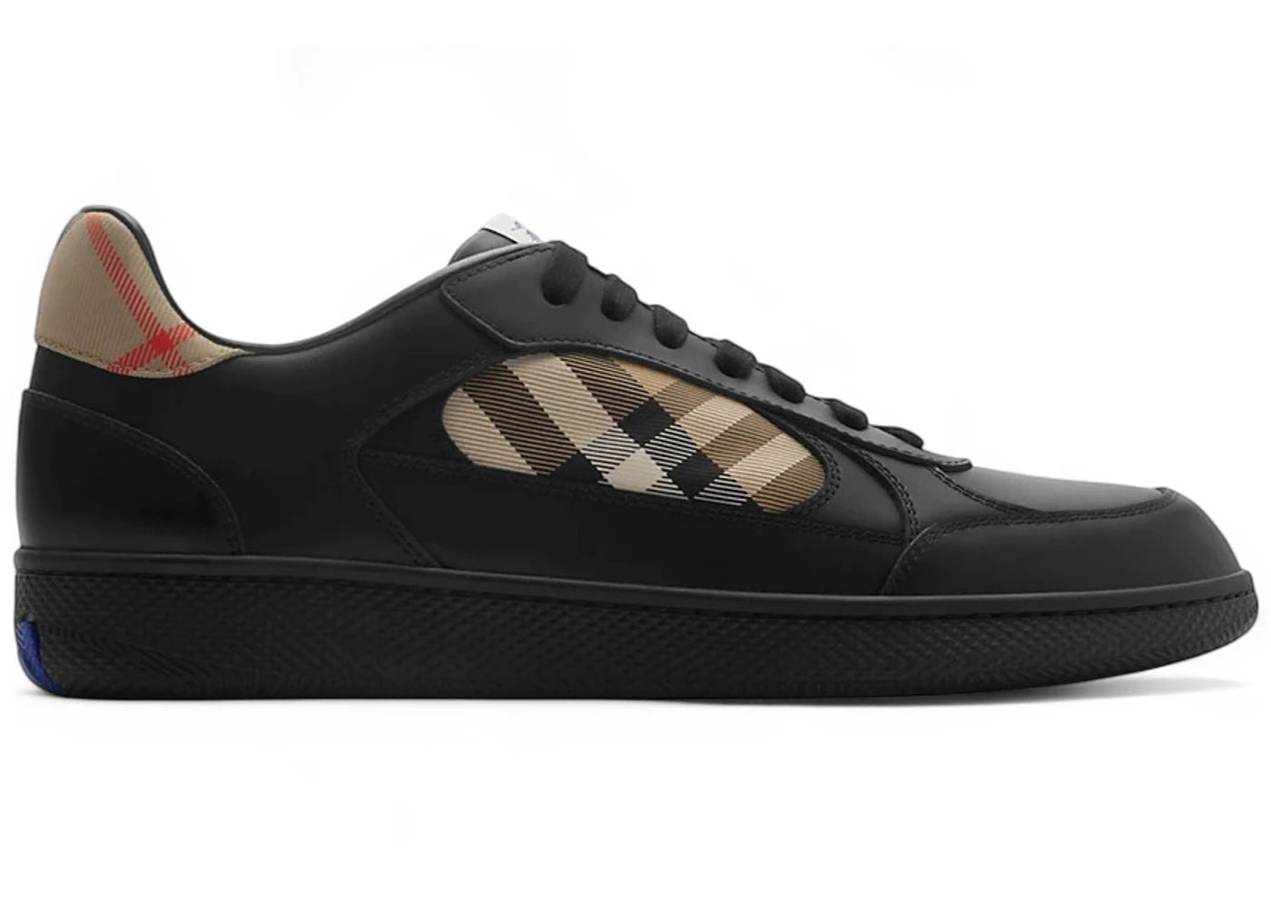 Burberry Leather and Check Terrace Sneakers Black Sand
