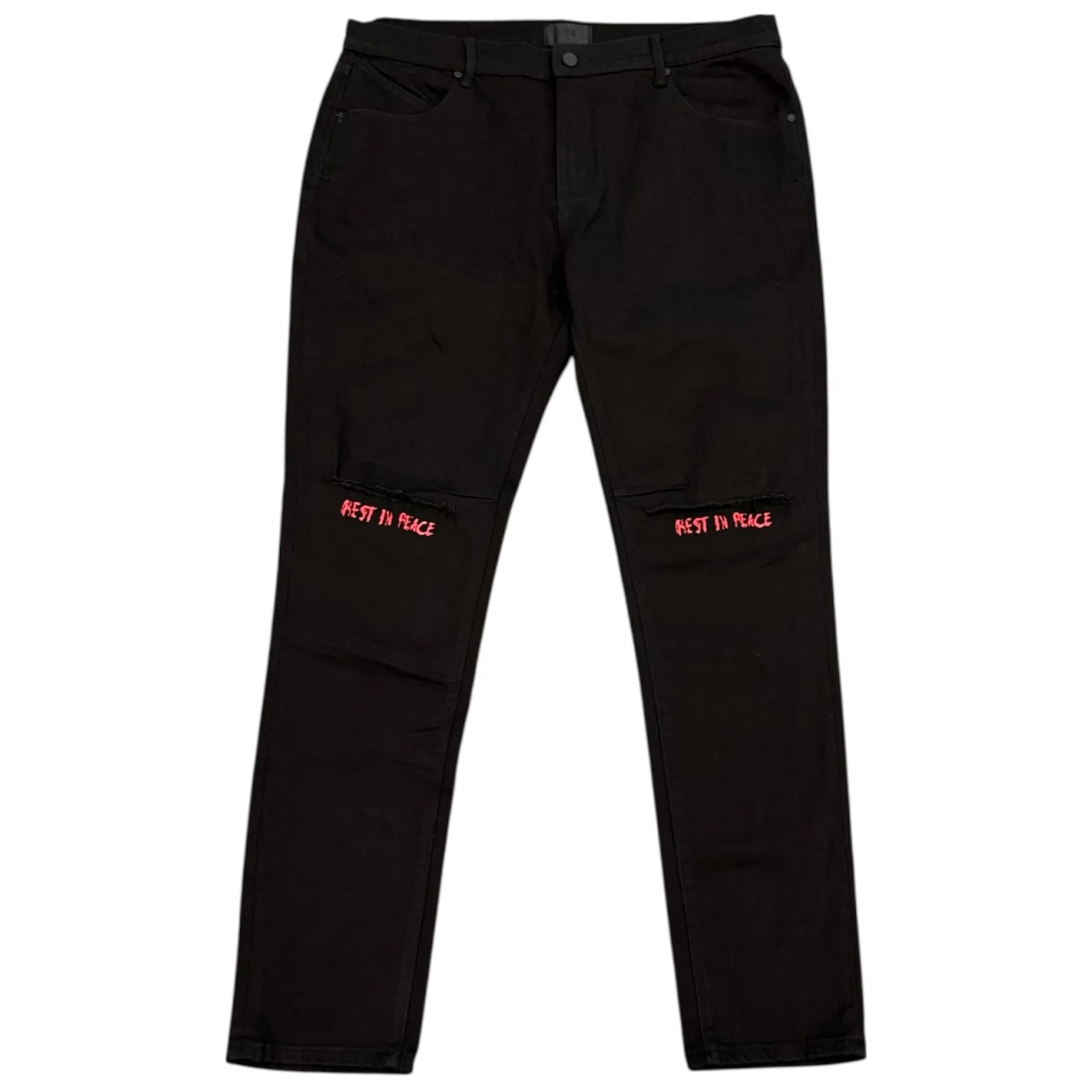 RTA Bryant Skinny Rest In Peace Jean (Black/Red)