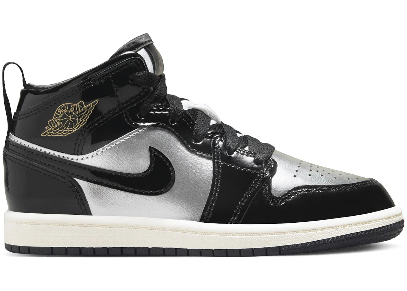 Jordan 1 Mid SE Black Metallic Silver Sail Metallic Gold (PS) - Preowned
