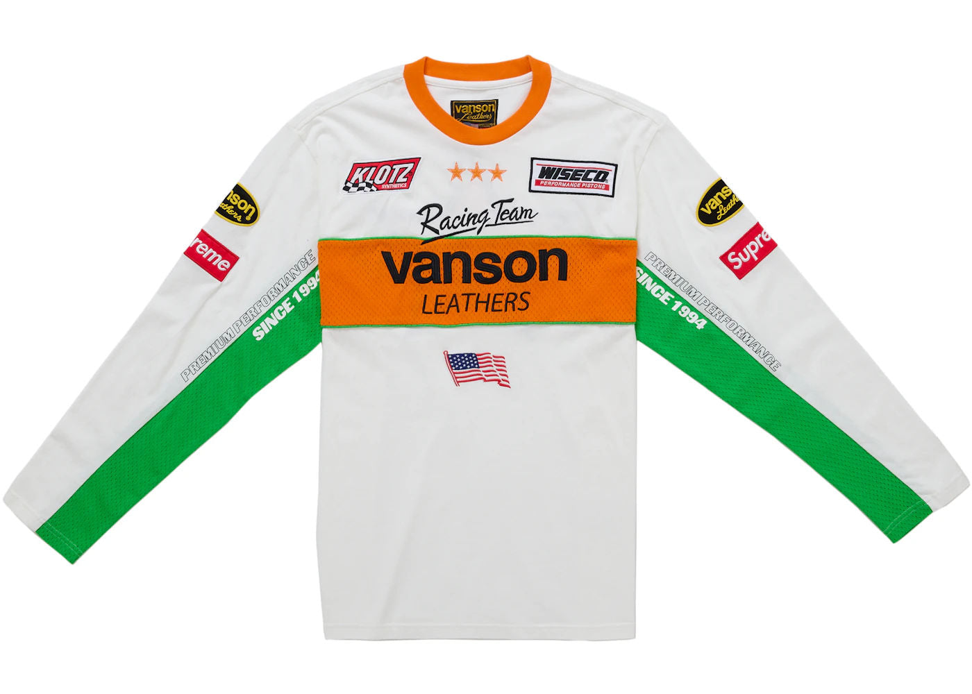 Supreme Vanson Leathers L/S Top White