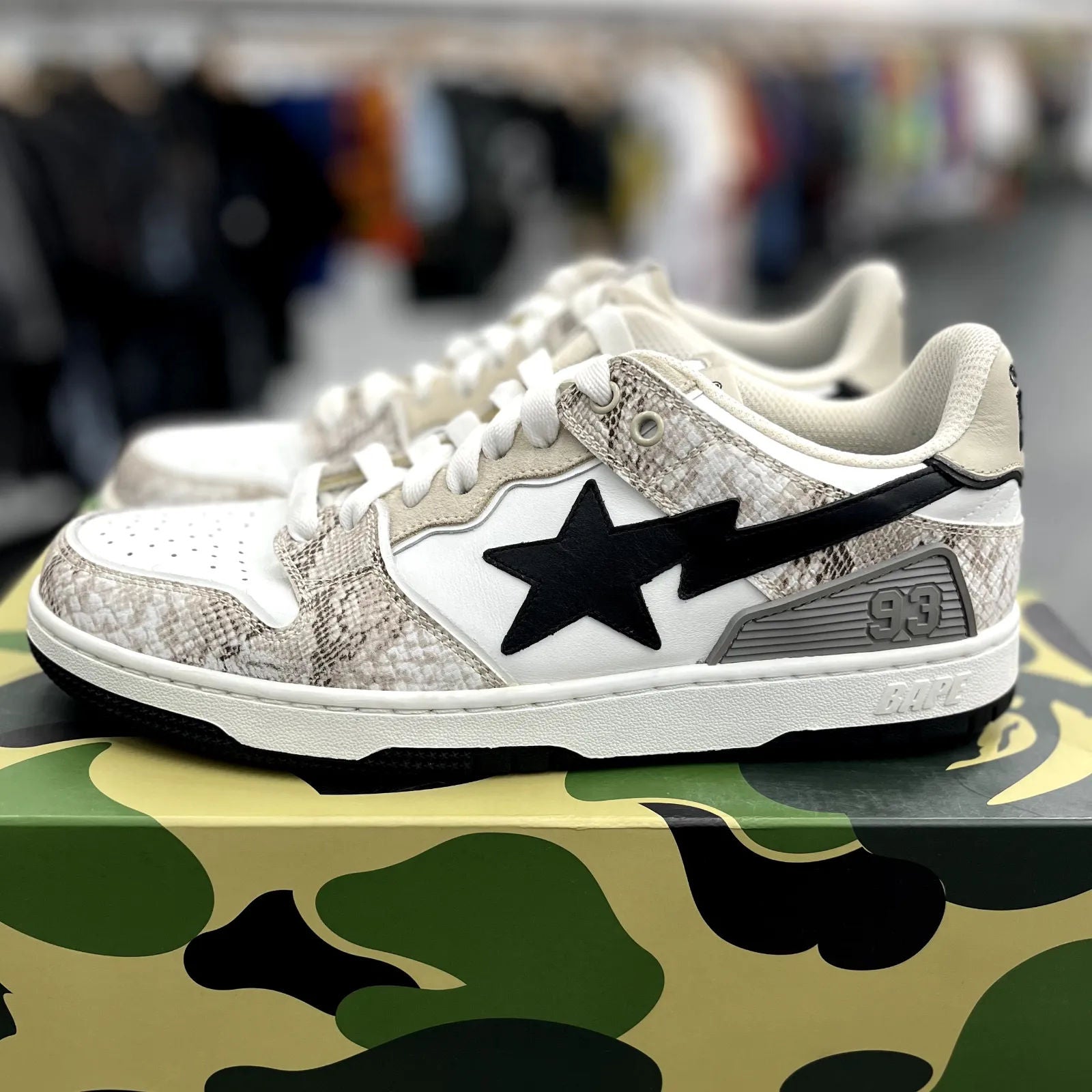 A Bathing Ape Sk8 Sta #1 Beige Snakeskin - Preowned
