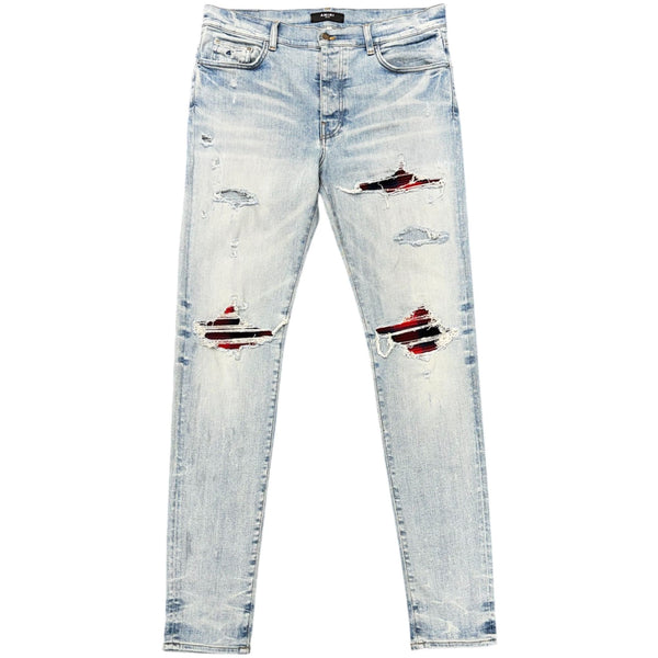 Amiri MX1 Red Flannel Patch Jean (Clay Indigo) - Preowned