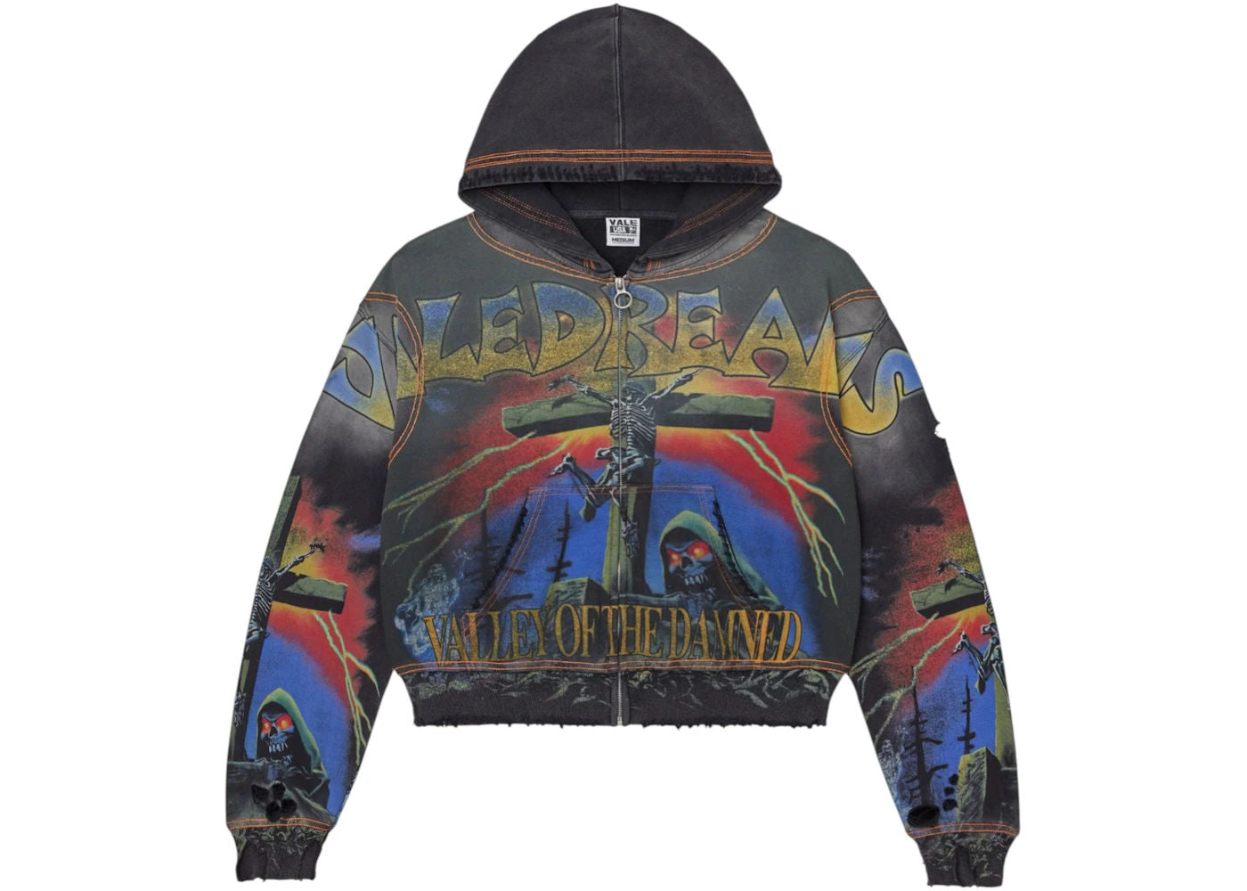Vale Forever Damned Big Zip Up Hoodie Black - Preowned