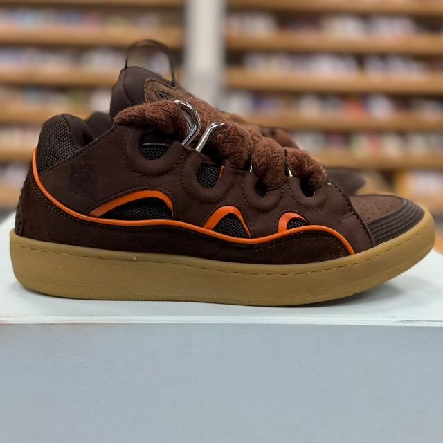Lanvin SSense Exclusive Leather Curb Sneakers (Brown) - Preowned