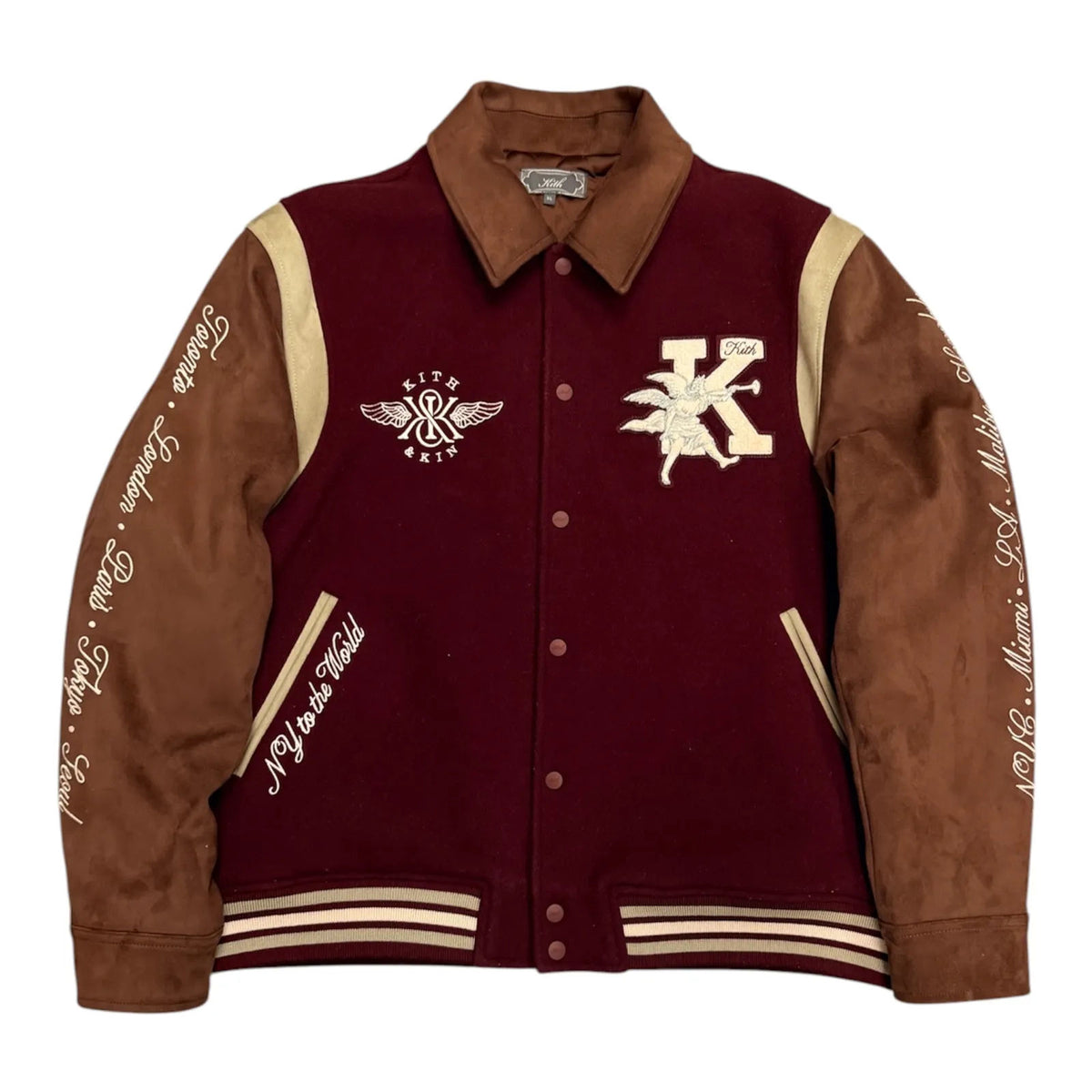 Kith Wool X Microsuede Varsity Jacket Magma - Preowned