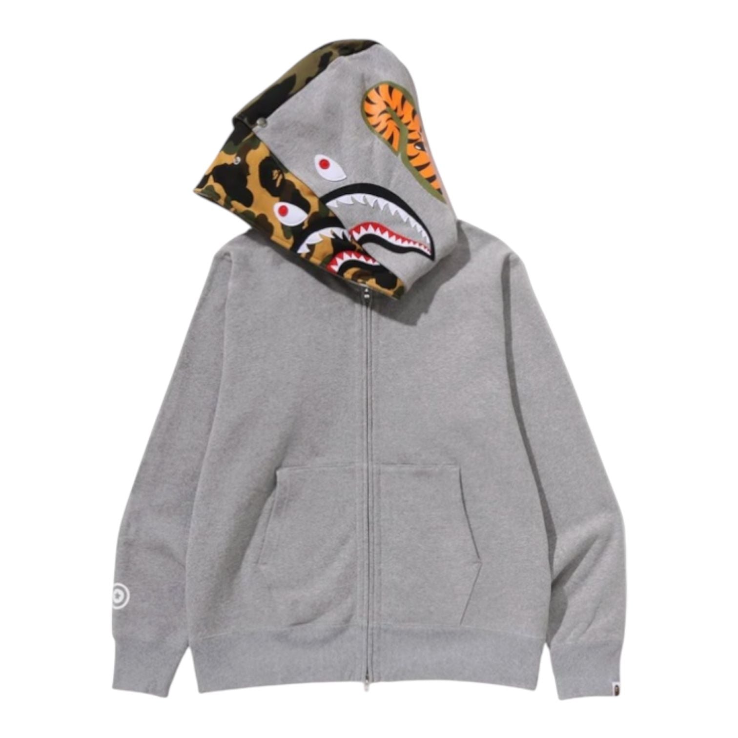 Bape Shark Full Zip Double Hoodie (Grey)