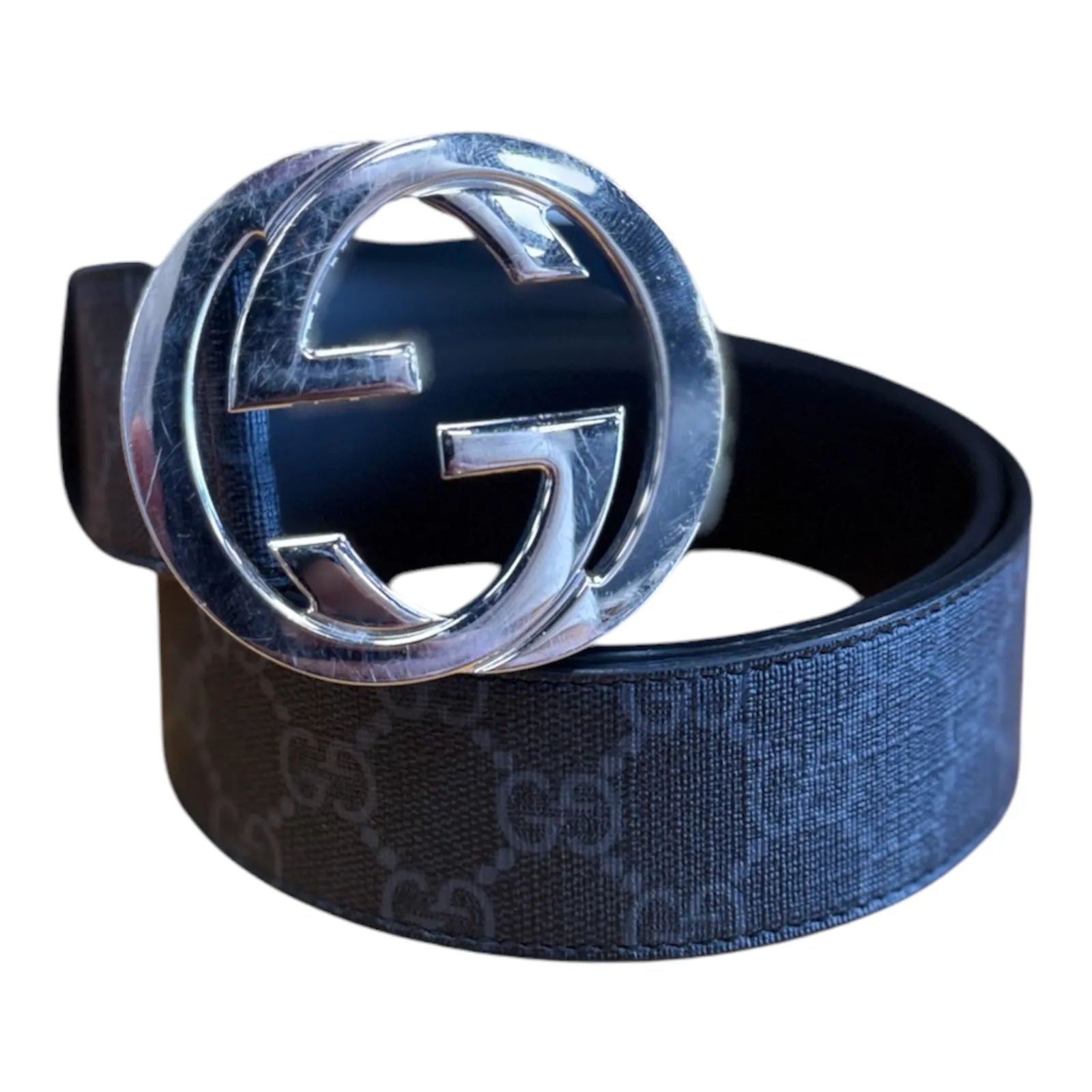 Gucci Canvas Monogram Belt (Black) - Preowned