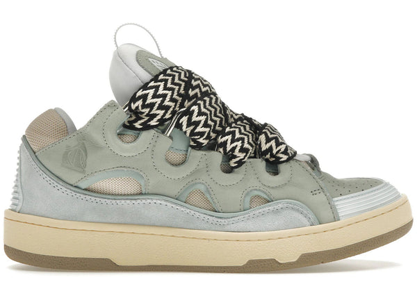 Lanvin Leather Low Curb Sneaker Pale Blue - Preowned