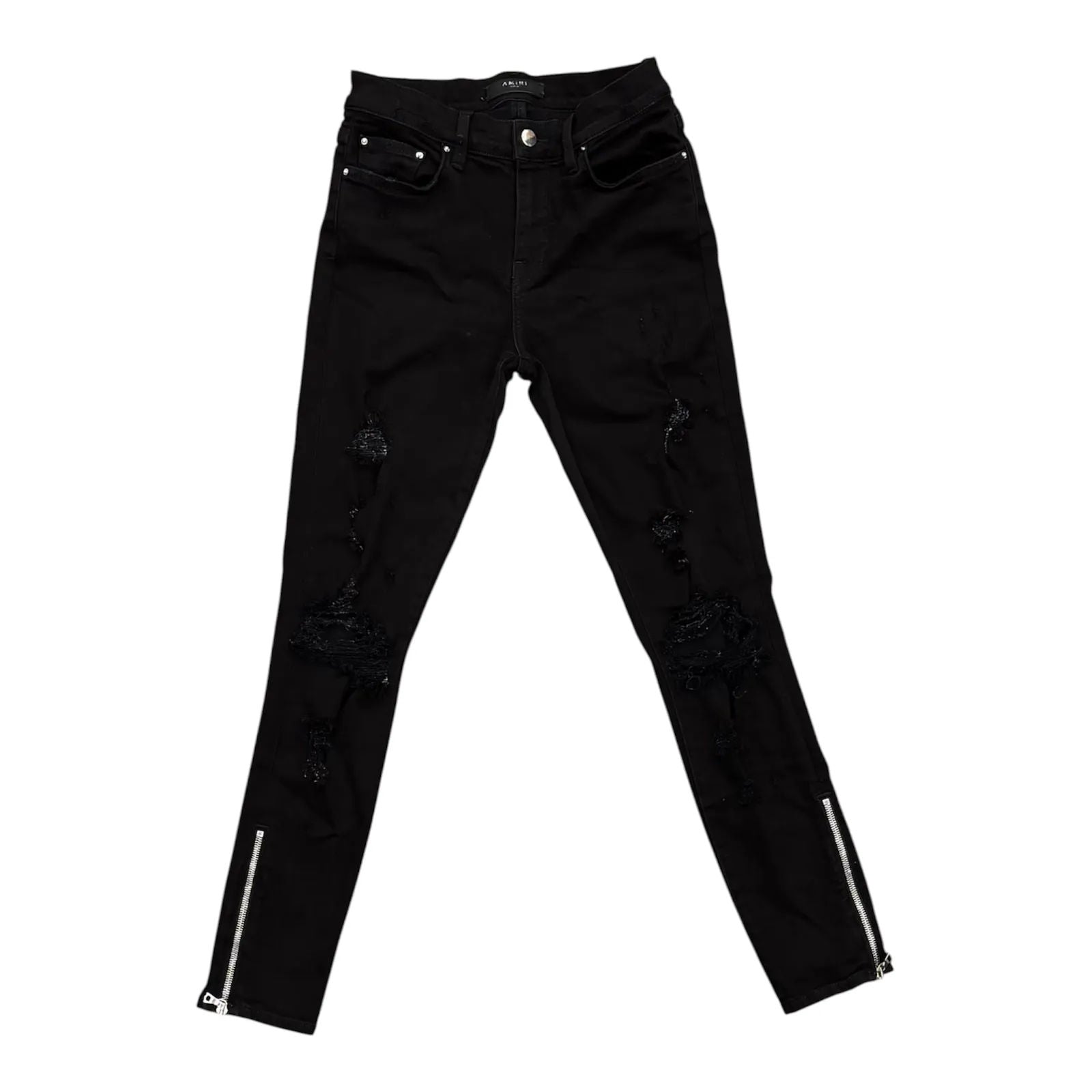 Amiri Distressed Skinny Jeans (Black) - Preowned