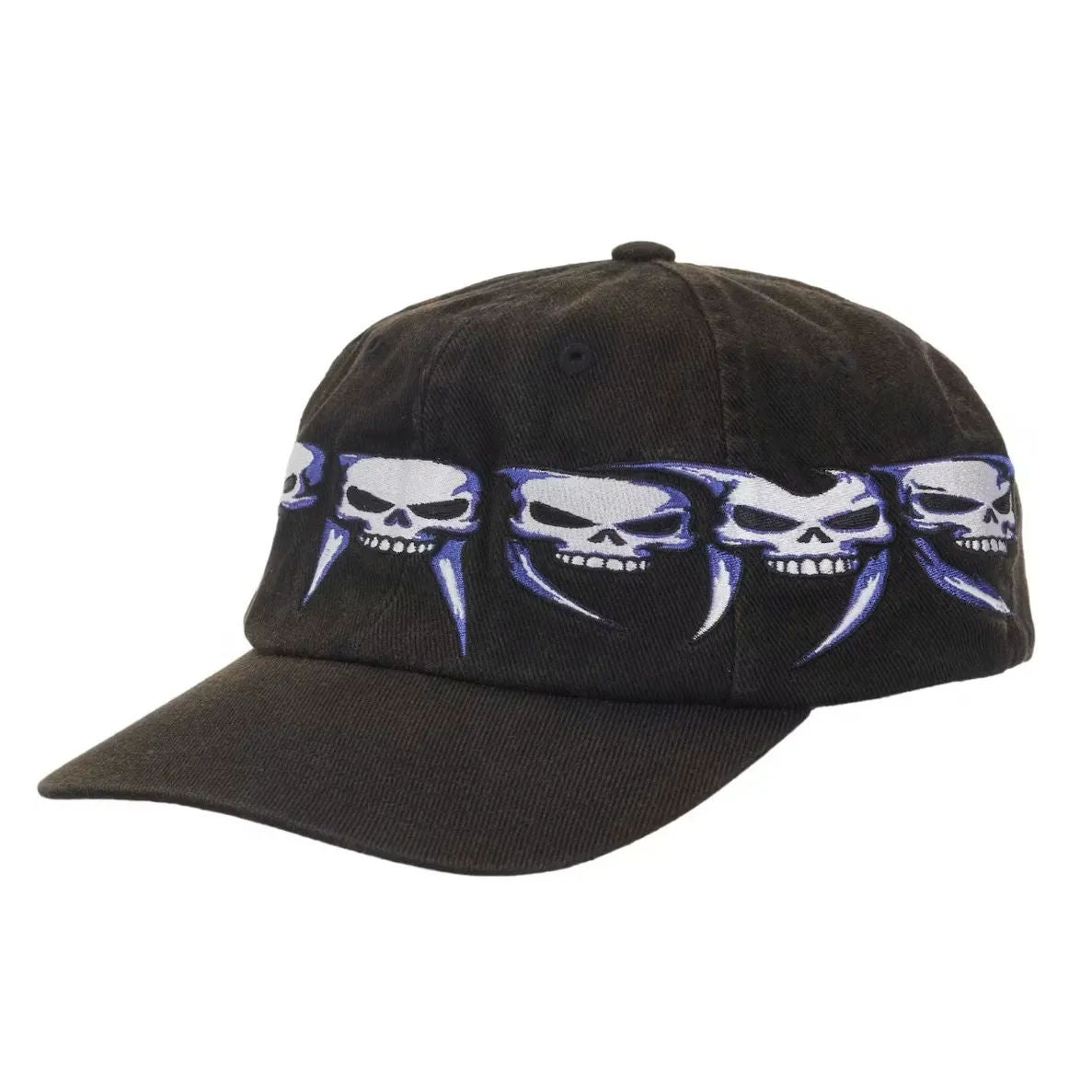 Supreme Skull Spellout 6 Panel Snapback (Black)