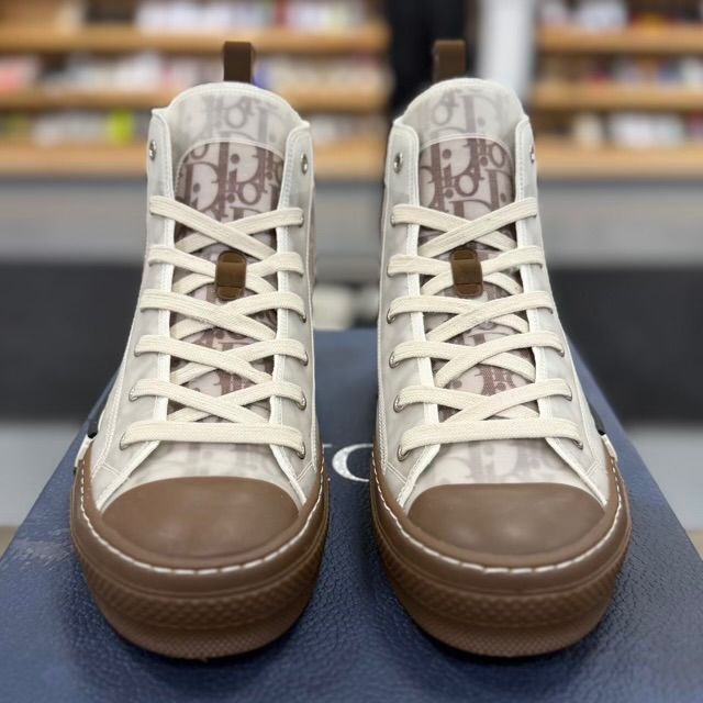 Dior B23 High Top Coffee White Dior Oblique - Preowned