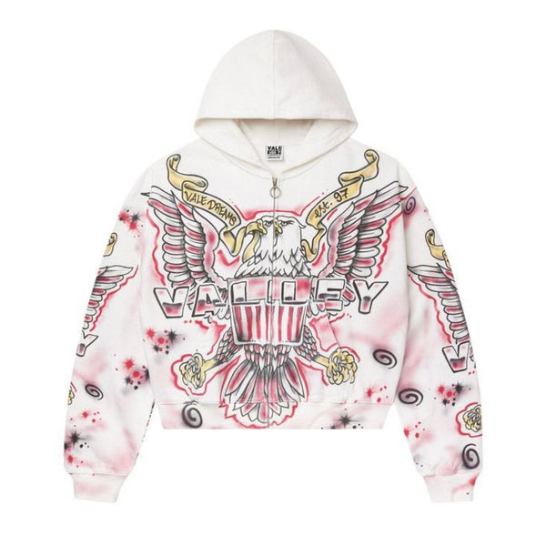 Vale Forever Flag Zip Up Hoodie (White/Pink)