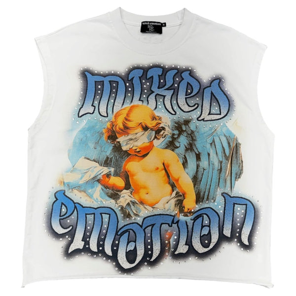 Mixed Emotion Angel Sleeveless Tee (White) - Preowned